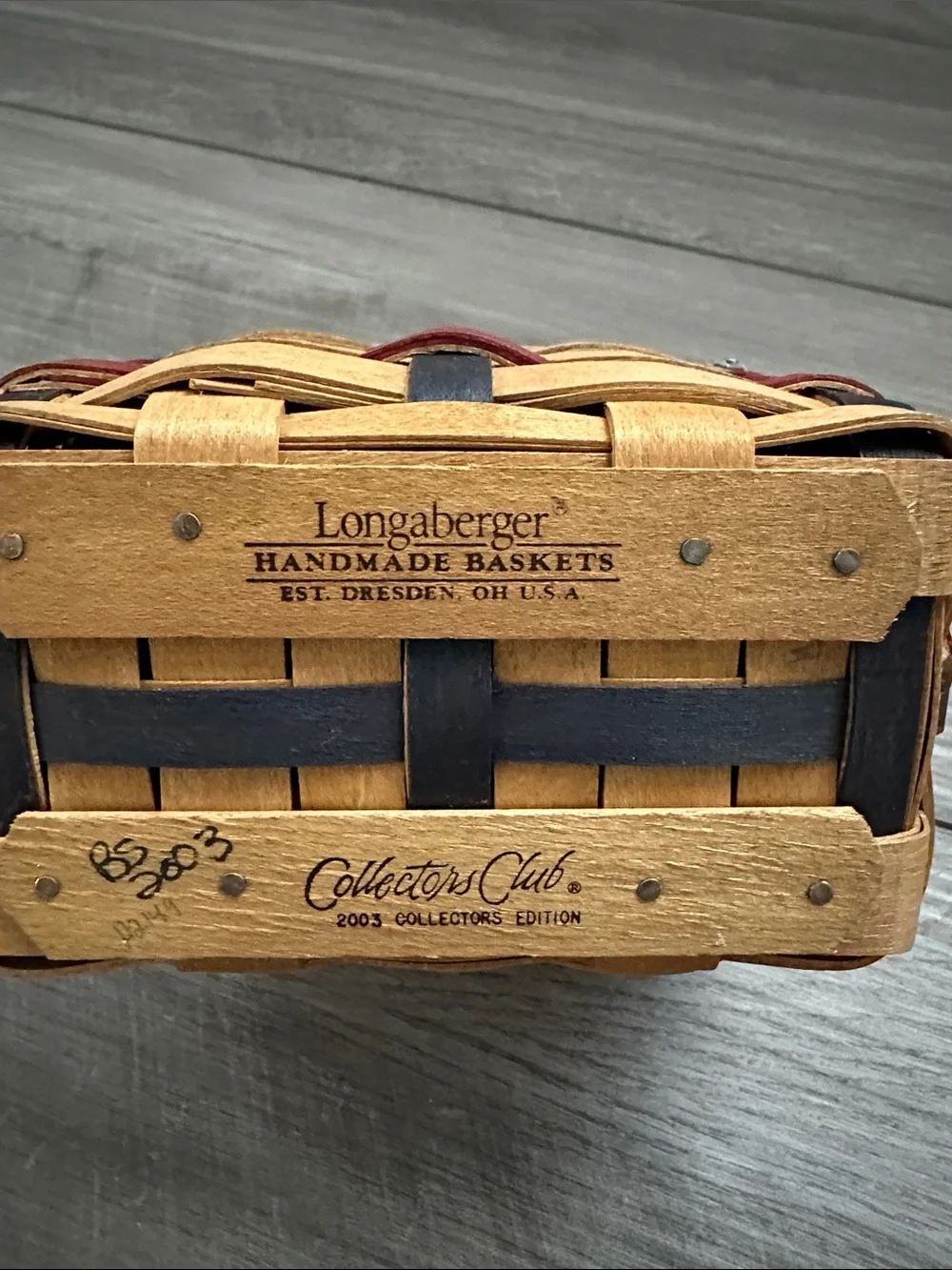 Longaberger 2003 Collector’s Club Patriotic Weave Basket in Brown, Red and Navy